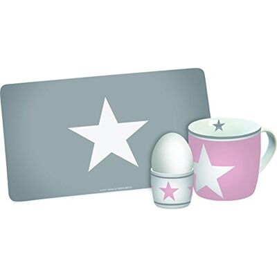 GEDA LABELS Set colazione infinite stelle - 3 pezzi Rosa/Grigio GEDA LABELS Set colazione infinite stelle - 3 pezzi Rosa/Grigio