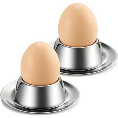 Flexzion Portauova in Acciaio Inossidabile Set da 2 Pezzi Porta Uova Sode alla Coque per Conservazioni Cucina Frigorifero Frigo Pasqua Centrotavola Tavola Pasquale Contenitore con Base Flexzion Portauova in Acciaio Inossidabile Set da 2 Pezzi Porta Uova Sode alla Coque per Conservazioni Cucina Frigorifero Frigo Pasqua Centrotavola Tavola Pasquale Contenitore con Base