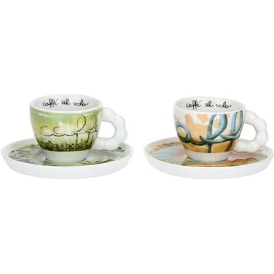 THUN Set 2 tazze medie con piattino, Vogliadi Porcellana THUN Set 2 tazze medie con piattino, Vogliadi Porcellana