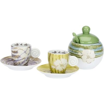 THUN Set 2 tazzine con zuccheriera, Oasi Porcellana 6 * 9cm zucch 12cm cucch 13cm THUN Set 2 tazzine con zuccheriera, Oasi Porcellana 6 * 9cm zucch 12cm cucch 13cm