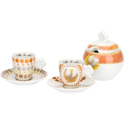 THUN Set 2 Tazzine con piattino e Zuccheriera, Collezione Tulipani, /10,25 x 9,60H 370 cc THUN Set 2 Tazzine con piattino e Zuccheriera, Collezione Tulipani, /10,25 x 9,60H 370 cc