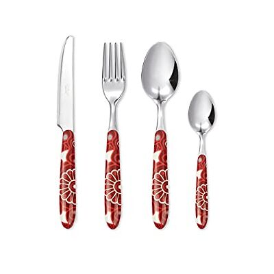 Excelsa Mandala Red Servizio 24 Posate Per 6 Persone, Acciaio Inox 18/0, Manico Colorato Excelsa Mandala Red Servizio 24 Posate Per 6 Persone, Acciaio Inox 18/0, Manico Colorato