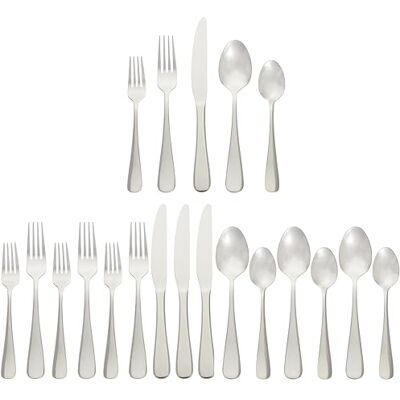 Amazon Basics Set di 20 Posate in Acciaio Inox con Bordo Arrotondato, Servizio per 4 Persone Amazon Basics Set di 20 Posate in Acciaio Inox con Bordo Arrotondato, Servizio per 4 Persone