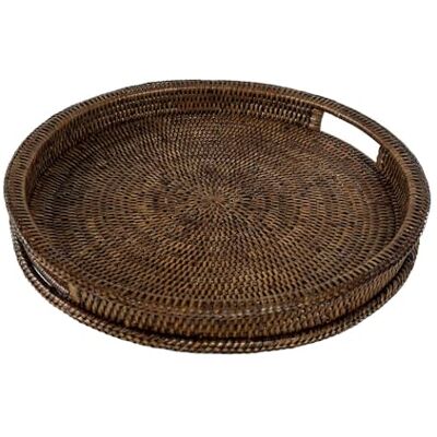 LA PORCELLANA BIANCA Botanio Marrone Vassoio Rotondo ⌀ 40 cm, Rattan LA PORCELLANA BIANCA Botanio Marrone Vassoio Rotondo ⌀ 40 cm, Rattan