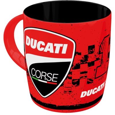 ART Tazza da caffè retrò, 330 ml, Ducati Corse – Logo Racing – Idee regalo per biker, Official License Product (OLP), tazza in ceramica, design vintage ART Tazza da caffè retrò, 330 ml, Ducati Corse – Logo Racing – Idee regalo per biker, Official License Product (OLP), tazza in ceramica, design vintage