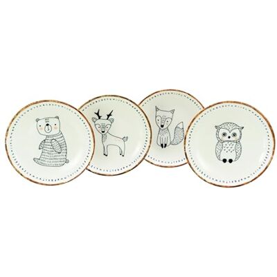 Creatable , , serie amici della foresta, set di stoviglie 4 pezzi, ciotola multiuso in gres porcellanato, lavabile in lavastoviglie e adatta al microonde, produzione di qualità Creatable , , serie amici della foresta, set di stoviglie 4 pezzi, ciotola multiuso in gres porcellanato, lavabile in lavastoviglie e adatta al microonde, produzione di qualità