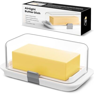 Pisol Burriera da 250 g e 500 g, Conserva Burro Ermetico con Coperchio Adatto a un Panetto di Burro da una Libbra, Contenitore per Burro con Blocco per Piano Cucina, a Prova di Gatto/Cane, Bianco Pisol Burriera da 250 g e 500 g, Conserva Burro Ermetico con Coperchio Adatto a un Panetto di Burro da una Libbra, Contenitore per Burro con Blocco per Piano Cucina, a Prova di Gatto/Cane, Bianco