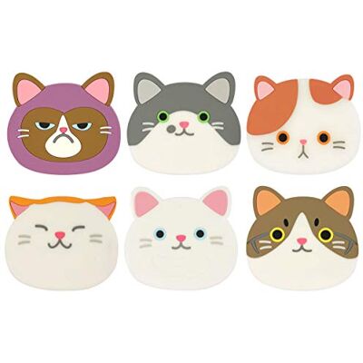 Wrapables Sottobicchieri in silicone a forma di gatto per bicchieri, tazze e bevande (set da 6) Wrapables Sottobicchieri in silicone a forma di gatto per bicchieri, tazze e bevande (set da 6)