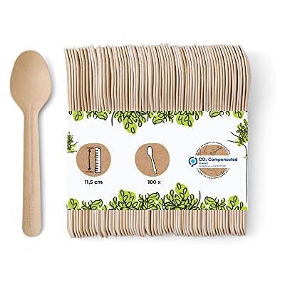 GREENBOX Cucchiaio di carta 11,5 cm, marrone, cucchiai da catering, in carta, indeformabili, ecologici e senza plastica, posate biodegradabili, 100 pezzi GREENBOX Cucchiaio di carta 11,5 cm, marrone, cucchiai da catering, in carta, indeformabili, ecologici e senza plastica, posate biodegradabili, 100 pezzi