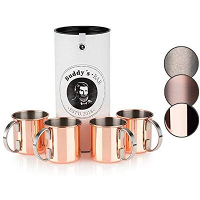 Buddy's Bar Moscow Mule Set di 4 bicchieri in acciaio inox color rame Buddy's Bar Moscow Mule Set di 4 bicchieri in acciaio inox color rame