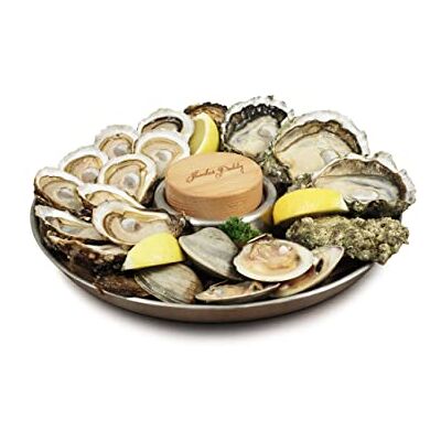 Swissmar Set di 2 vassoi per ostriche, in acciaio inox/legno, 32 cm x 8 cm, 2 in 1 Shuck and Serve Oyster Set/Vassoio sicuro per forno, confezione regalo Swissmar Set di 2 vassoi per ostriche, in acciaio inox/legno, 32 cm x 8 cm, 2 in 1 Shuck and Serve Oyster Set/Vassoio sicuro per forno, confezione regalo