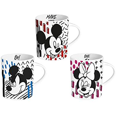 Home Disney Mickey Mark Set 6 Tazze Mug, Porcellana, Decori Assortiti, cc 330 Home Disney Mickey Mark Set 6 Tazze Mug, Porcellana, Decori Assortiti, cc 330