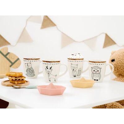 Creatable , , serie amici della foresta, set di stoviglie da 4 pezzi, per 4 persone, set di tazze in gres porcellanato, lavabili in lavastoviglie e adatte al microonde, produzione di qualità Creatable , , serie amici della foresta, set di stoviglie da 4 pezzi, per 4 persone, set di tazze in gres porcellanato, lavabili in lavastoviglie e adatte al microonde, produzione di qualità