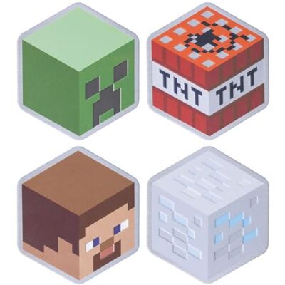 Paladone Sottobicchieri Minecraft Set di 4, Steve, Creeper, Diamante, TNT, Ufficiale Paladone Sottobicchieri Minecraft Set di 4, Steve, Creeper, Diamante, TNT, Ufficiale