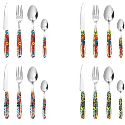Excelsa Acapulco Set 16 Posate Multidecoro, Acciaio INOX, Manico in Plastica Excelsa Acapulco Set 16 Posate Multidecoro, Acciaio INOX, Manico in Plastica