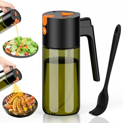 Euqvunn Spruzzino Olio 500 ml, 2-in-1 Spray & Versatore, Vetro Blocca Luce, Oliera Spray Ricaricabile per Cucina, Friggitrice ad Aria, Insalata e Grigliate, con Pennello (Nero) Euqvunn Spruzzino Olio 500 ml, 2-in-1 Spray & Versatore, Vetro Blocca Luce, Oliera Spray Ricaricabile per Cucina, Friggitrice ad Aria, Insalata e Grigliate, con Pennello (Nero)