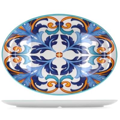 H&H Piatto Ovale da Portata in Melamina Decorata, 53x37,5x3 cm, Vassoio Extra Grande per Antipasti, Buffet e Servizio Tavola, Leggero e Resistente, Lavabile in Lavastoviglie H&H Piatto Ovale da Portata in Melamina Decorata, 53x37,5x3 cm, Vassoio Extra Grande per Antipasti, Buffet e Servizio Tavola, Leggero e Resistente, Lavabile in Lavastoviglie