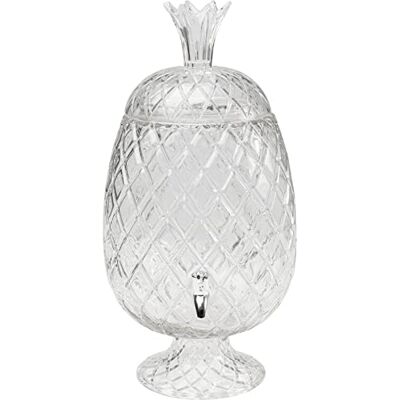 Kare Design Pineapple, dispenser per bevande trasparente, con rubinetto, distributore di succo, acqua, vetro, capacità 11 l, forma di ananas, lavabile in lavastoviglie, 50 x 26 x 26 cm (altezza x Kare Design Pineapple, dispenser per bevande trasparente, con rubinetto, distributore di succo, acqua, vetro, capacità 11 l, forma di ananas, lavabile in lavastoviglie, 50 x 26 x 26 cm (altezza x