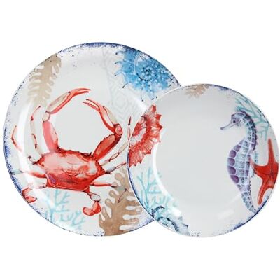 Tognana Aquarium, servizio piatti 12 pezzi (6 piatti piani + 6 piatti fondi), multicolor, porcellana Tognana Aquarium, servizio piatti 12 pezzi (6 piatti piani + 6 piatti fondi), multicolor, porcellana