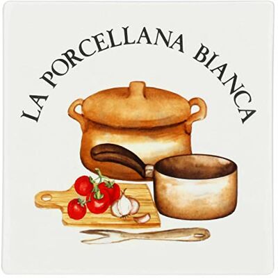 LA PORCELLANA BIANCA , Sottopentola Quadrato in Porcellana Decorata, Linea Conserva, 18x18 cm LA PORCELLANA BIANCA , Sottopentola Quadrato in Porcellana Decorata, Linea Conserva, 18x18 cm