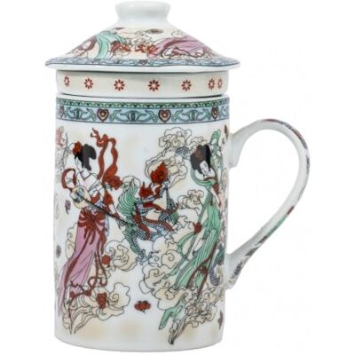 lachineuse Teiera/Tazza per infusione Design Ninfe Asiatiche Arti e Tradizioni Porcellana Multicolore Altezza 14,5 cm Idea regalo di arredamento asiatico lachineuse Teiera/Tazza per infusione Design Ninfe Asiatiche Arti e Tradizioni Porcellana Multicolore Altezza 14,5 cm Idea regalo di arredamento asiatico