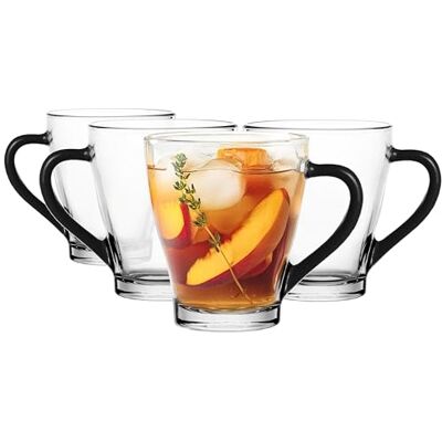 Glasmark KROSNO 1992 Glasmark KROSNO, 220ml, set da 4, set di bicchieri, bicchieri in vetro con manico, orecchio colorato, bicchiere, tazza, tazza in vetro con cornetta, lavabile in lavastoviglie Glasmark KROSNO 1992 Glasmark KROSNO, 220ml, set da 4, set di bicchieri, bicchieri in vetro con manico, orecchio colorato, bicchiere, tazza, tazza in vetro con cornetta, lavabile in lavastoviglie
