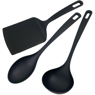 Fackelmann Set 3 Mestoli Cucina in Nylon Antigraffio, Utensili Antiaderente: Mestolo, Cucchiaio da Servizio, Paletta Lasagne Resistenti al Calore 200°C, Lavabili in Lavastoviglie e Leggeri Fackelmann Set 3 Mestoli Cucina in Nylon Antigraffio, Utensili Antiaderente: Mestolo, Cucchiaio da Servizio, Paletta Lasagne Resistenti al Calore 200°C, Lavabili in Lavastoviglie e Leggeri