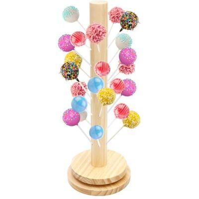 HuhWafee Supporto per torte in legno con 48 fori con base per filatura, girevole a 360°, supporto per tavolo da dessert, supporto per tavolo da dessert e dolci, supporto per matrimoni, compleanni, doccia HuhWafee Supporto per torte in legno con 48 fori con base per filatura, girevole a 360°, supporto per tavolo da dessert, supporto per tavolo da dessert e dolci, supporto per matrimoni, compleanni, doccia