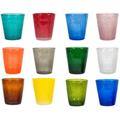 H&H Giada Set 12 Bicchieri Acqua in Vetro Colorato – Multicolore, 280 ml – Bicchieri Irregolari con Microbollicine, Robusti e Lavabili in Lavastoviglie – Segnaposto Originali H&H Giada Set 12 Bicchieri Acqua in Vetro Colorato – Multicolore, 280 ml – Bicchieri Irregolari con Microbollicine, Robusti e Lavabili in Lavastoviglie – Segnaposto Originali