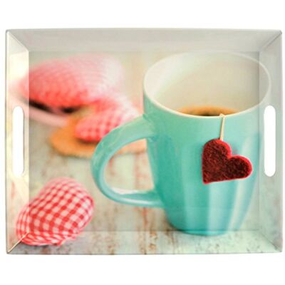 H&H Vassoio Mug Cuore Melamina, cm 33x41, Multicolore, 41x33x4 cm H&H Vassoio Mug Cuore Melamina, cm 33x41, Multicolore, 41x33x4 cm