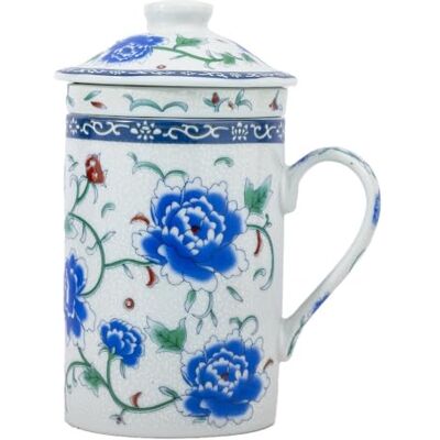 lachineuse Teiera/Tazza per infusione Design Peonia Regina dei Fiori Porcellana Multicolore Altezza 14,5 cm Idea regalo di arredamento asiatico lachineuse Teiera/Tazza per infusione Design Peonia Regina dei Fiori Porcellana Multicolore Altezza 14,5 cm Idea regalo di arredamento asiatico