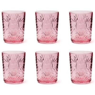 Excelsa Color Tumbler Set 6 Bicchieri in Vetro Decorati, Multicolore, Decoro in Rilievo, 350 ml, 8x10cm (Rosa) Excelsa Color Tumbler Set 6 Bicchieri in Vetro Decorati, Multicolore, Decoro in Rilievo, 350 ml, 8x10cm (Rosa)