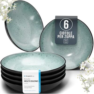 Set Prestige di Servizi da Tavola: Piatti Fondi in Porcellana per 6 Persone Eleganti Piatti da Portata per una Esperienza Culinaria Raffinata, Pure Living verde salvia Set Prestige di Servizi da Tavola: Piatti Fondi in Porcellana per 6 Persone Eleganti Piatti da Portata per una Esperienza Culinaria Raffinata, Pure Living verde salvia