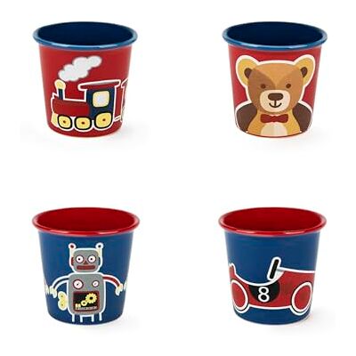 Excelsa Vintage Toys Set 4 Bicchierini da Caffè Espresso, Porcellana, Capacità 90 Ml., Multidecoro Excelsa Vintage Toys Set 4 Bicchierini da Caffè Espresso, Porcellana, Capacità 90 Ml., Multidecoro