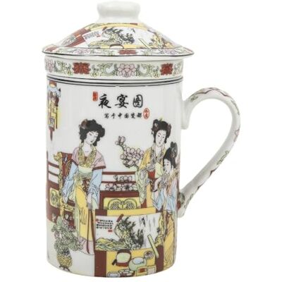 lachineuse Teiera/Tazza per infusione Disegni calligrafici tradizionali asiatici Porcellana, Multicolore Altezza 14,5 cm Idea regalo/decorazione asiatica lachineuse Teiera/Tazza per infusione Disegni calligrafici tradizionali asiatici Porcellana, Multicolore Altezza 14,5 cm Idea regalo/decorazione asiatica