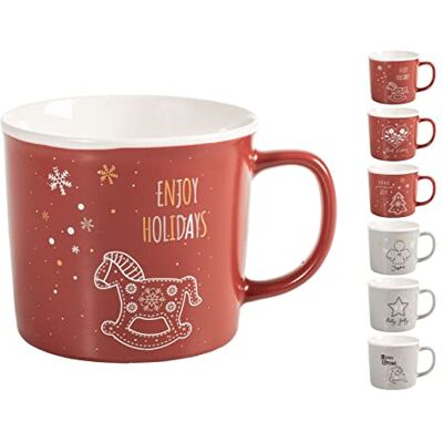 H&H Hollyxmas Set 6 Tazze Brunch, New Bone China, cc385 H&H Hollyxmas Set 6 Tazze Brunch, New Bone China, cc385