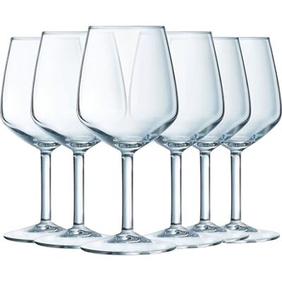 Arcoroc Silhouette – Set da 6 calici da vino 47 cl in vetro cristallino – Vino rosso e bianco, degustazione e ristorazione – Alta resistenza – Lavabili in lavastoviglie – Fabbricati in Francia Arcoroc Silhouette – Set da 6 calici da vino 47 cl in vetro cristallino – Vino rosso e bianco, degustazione e ristorazione – Alta resistenza – Lavabili in lavastoviglie – Fabbricati in Francia