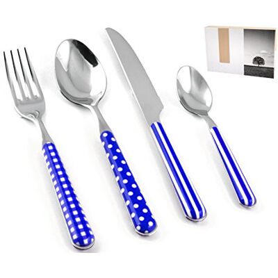 Home Provence Servizio Posate, Decoro Manico, Acciaio, Blu, 24 Pezzi Home Provence Servizio Posate, Decoro Manico, Acciaio, Blu, 24 Pezzi