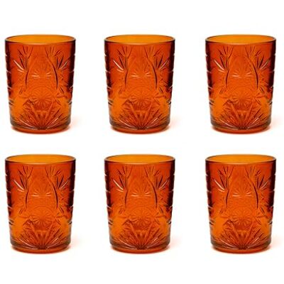 Excelsa Color Tumbler Set 6 Bicchieri in Vetro Decorati, Multicolore, Decoro in Rilievo, 350 ml, 8x10cm (Arancio) Excelsa Color Tumbler Set 6 Bicchieri in Vetro Decorati, Multicolore, Decoro in Rilievo, 350 ml, 8x10cm (Arancio)