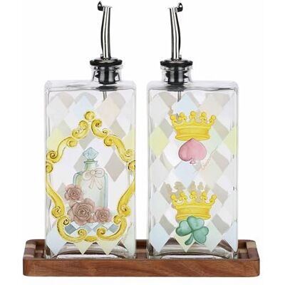 THUN Set Olio e Aceto con Vassoio Incanto di Primavera, Vetro, 16x22 cm THUN Set Olio e Aceto con Vassoio Incanto di Primavera, Vetro, 16x22 cm
