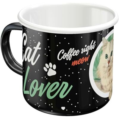 ART Tazza smaltata retrò, Cat Lover Black – Idea regalo per proprietari di gatti, Coppa da campeggio, Design vintage, 360 ml ART Tazza smaltata retrò, Cat Lover Black – Idea regalo per proprietari di gatti, Coppa da campeggio, Design vintage, 360 ml