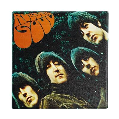 Half Moon Bay Rubber Soul Sottobicchiere multicolore in gres porcellanato con copertina dell'album dei Beatles, 10,2 cm Half Moon Bay Rubber Soul Sottobicchiere multicolore in gres porcellanato con copertina dell'album dei Beatles, 10,2 cm