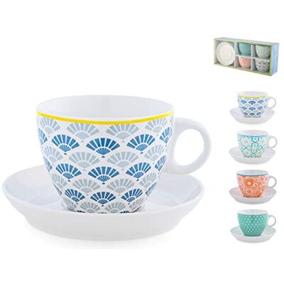 H&H Tazze Tè Full Decoration, New Bone China, Cc 230, 4 Pezzi H&H Tazze Tè Full Decoration, New Bone China, Cc 230, 4 Pezzi