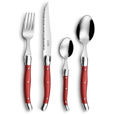 Pradel Essentiel Set di 24 posate per 6 persone Rustic Acciaio 18/0 Finitura Standard Rosso Pradel Essentiel Set di 24 posate per 6 persone Rustic Acciaio 18/0 Finitura Standard Rosso