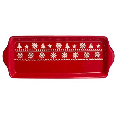 H&H Natale Set 2 Vassoi, Ceramica, Rettangolari, 31x12xH3cm H&H Natale Set 2 Vassoi, Ceramica, Rettangolari, 31x12xH3cm