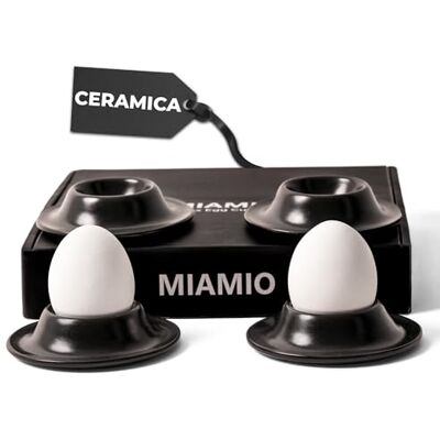 MIAMIO portauova Set, ceramica Daily ceramica portauova für Kaffee, Tee und Mahlzeiten, Nero per l'uso quotidiano lavabile in lavastoviglie in the kitchen MIAMIO portauova Set, ceramica Daily ceramica portauova für Kaffee, Tee und Mahlzeiten, Nero per l'uso quotidiano lavabile in lavastoviglie in the kitchen