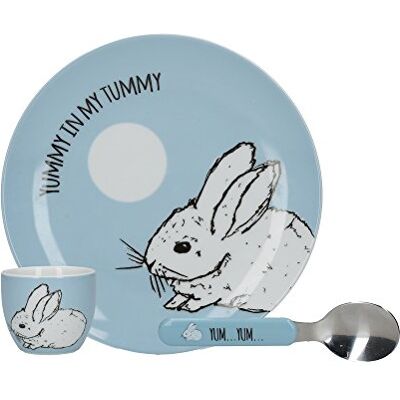 Creative Wild 'Piccoli esploratori per Bambini Pezzi Set da Colazione con Contenitore, Porcellana, Blu/Bianco, 19 x 19 x 1.5 cm Creative Wild 'Piccoli esploratori per Bambini Pezzi Set da Colazione con Contenitore, Porcellana, Blu/Bianco, 19 x 19 x 1.5 cm