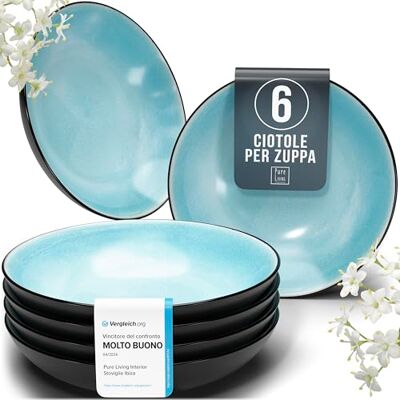 Set Prestige di Servizi da Tavola: Piatti Fondi in Porcellana per 6 Persone Eleganti Piatti da Portata per una Esperienza Culinaria Raffinata, Pure Living acquamarinoa Set Prestige di Servizi da Tavola: Piatti Fondi in Porcellana per 6 Persone Eleganti Piatti da Portata per una Esperienza Culinaria Raffinata, Pure Living acquamarinoa