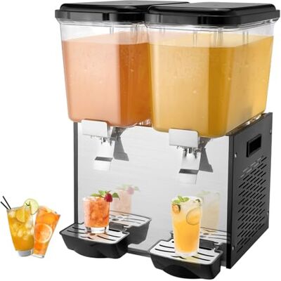 VEVOR Distributore di Bevande Commerciali, Distributore Succhi 2 x 18 L 370 W, Macchina Bevande in Acciaio Inox 304 Uso Alimentare, Temperatura Raffreddamento 7-12 °C, per Bevande Fredde, Ristoranti VEVOR Distributore di Bevande Commerciali, Distributore Succhi 2 x 18 L 370 W, Macchina Bevande in Acciaio Inox 304 Uso Alimentare, Temperatura Raffreddamento 7-12 °C, per Bevande Fredde, Ristoranti