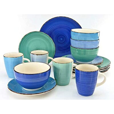 Creatable , , serie Bella Casa Aqua Servizio di stoviglie, 16 pezzi, in ceramica Creatable , , serie Bella Casa Aqua Servizio di stoviglie, 16 pezzi, in ceramica